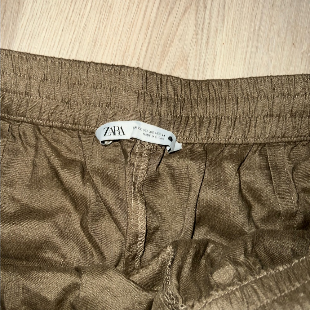 Zara Linen Straight Leg Pants Size XXL | Drawstring Waist - Picture 12 of 15